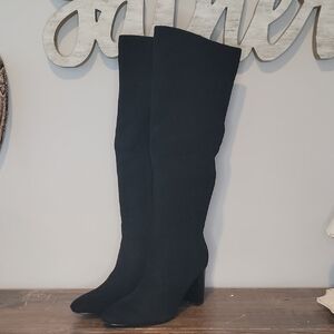 Nine West Suede Boots Black Size 8 NWOB Knee High